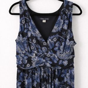Tommy Hilfiger Floral Maxi Dress Blue Black Sleeveless V-Neck Flowy